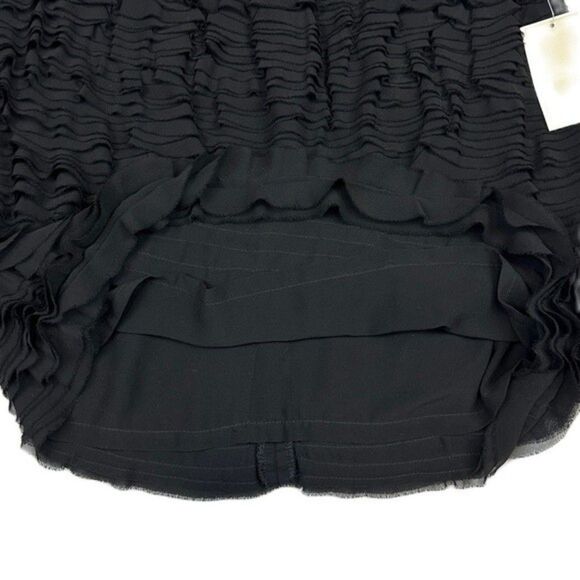 NWT Michael Kors Black Tiered Ruffle Raw Edge Lined Mini Skirt Size 2 - Picture 5 of 11